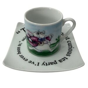 Paul Cardew Alice in Wonderland Espresso Cup Saucer Set White Rabbit 2008 Mini